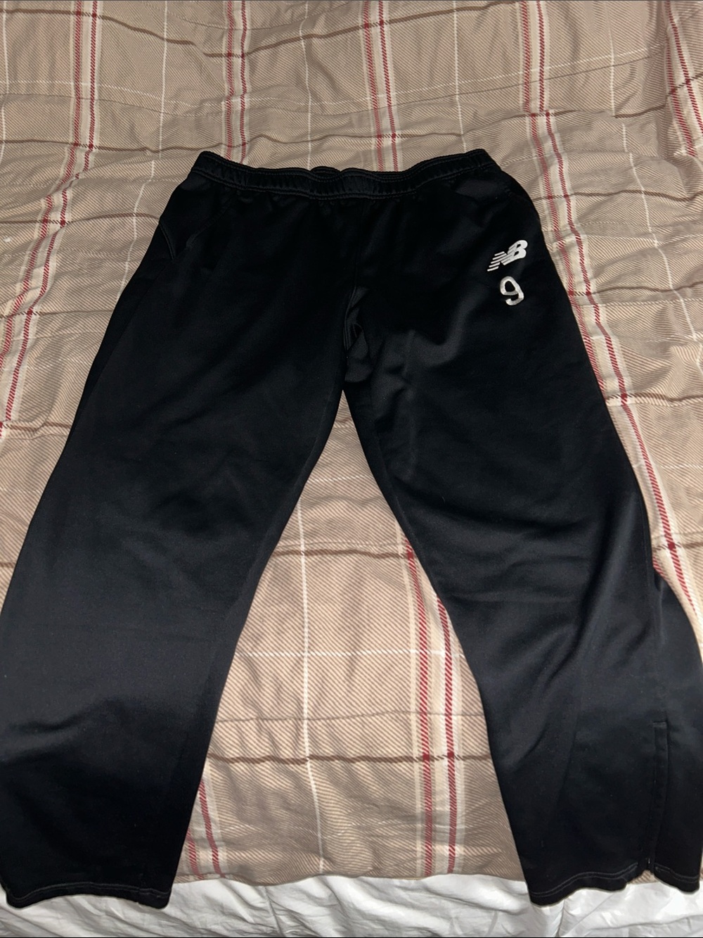 New Balance Black Track Pants with Logo and Number